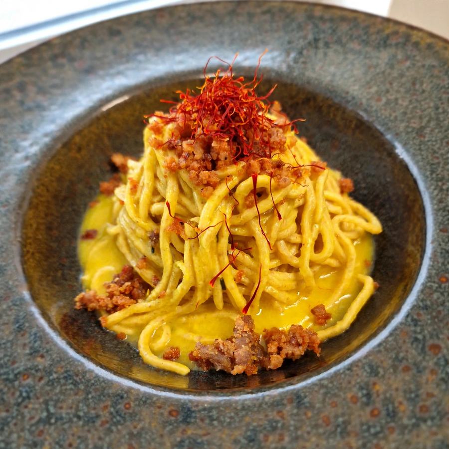 Chitarra zafferano e guanciale